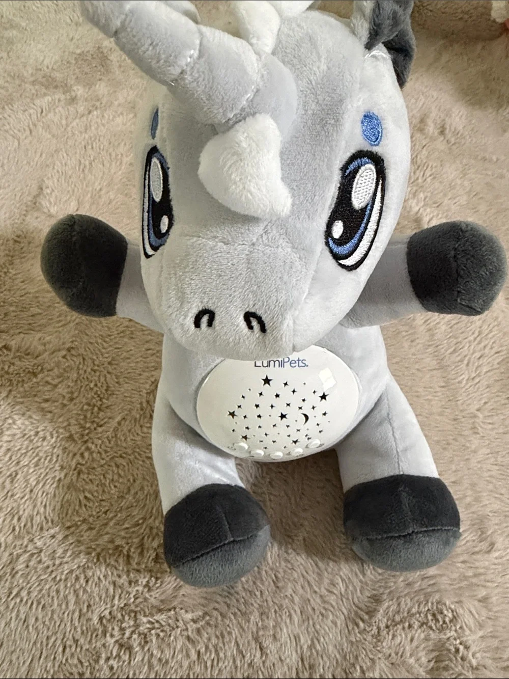 Gray Unicorn Plush Night Light -